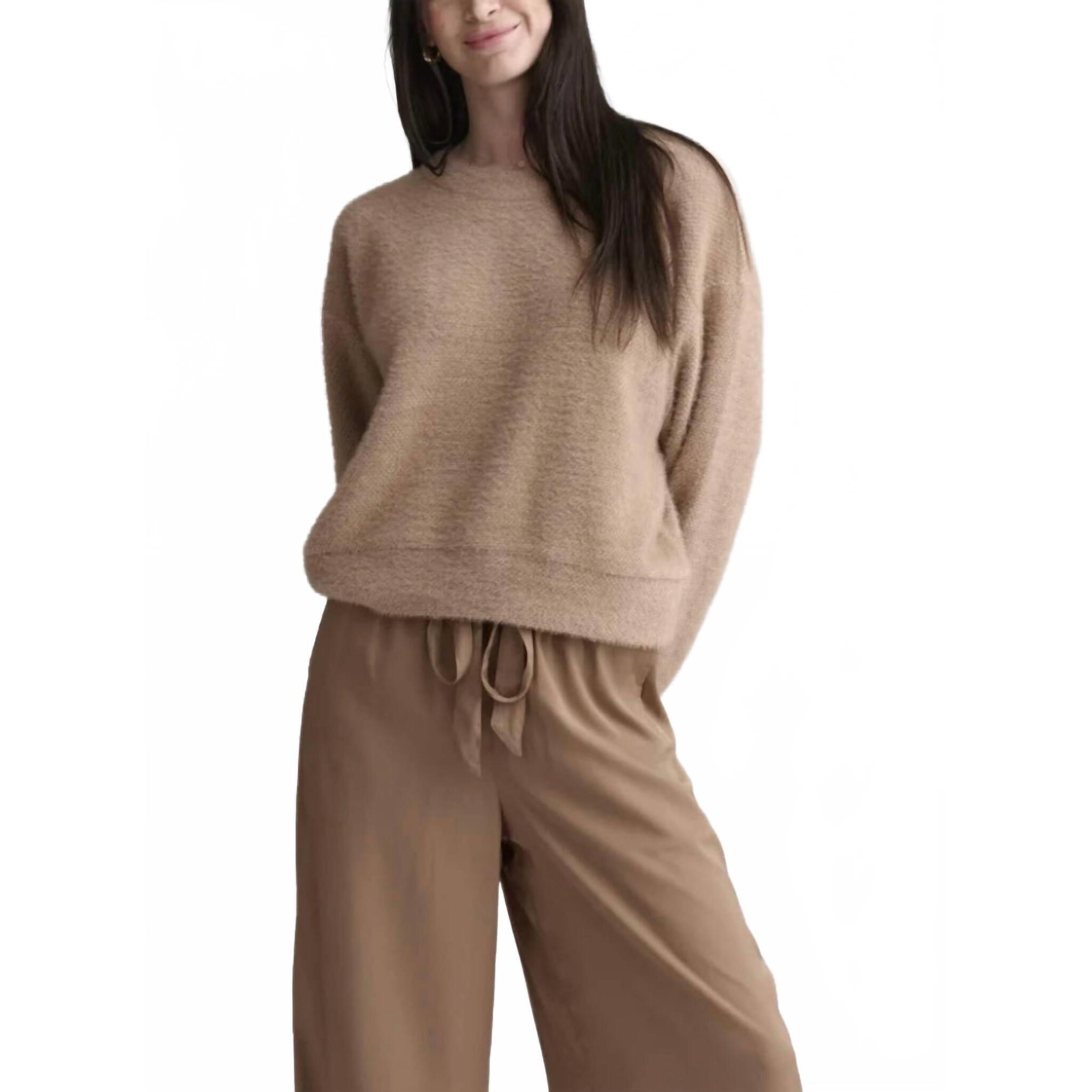 New Splendid Fallon Fuzzy Crewneck Sweater In Macchiato
